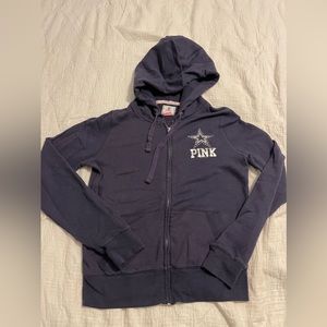 Victoria’s Secret PINK women’s size Med. navy zip up NFL Dallas Cowboys w/ BLING